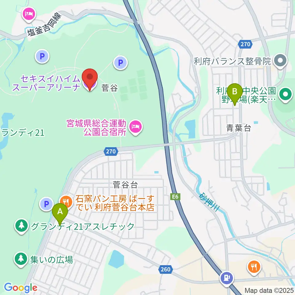 セキスイハイムスーパーアリーナ周辺のコンビニエンスストア一覧地図