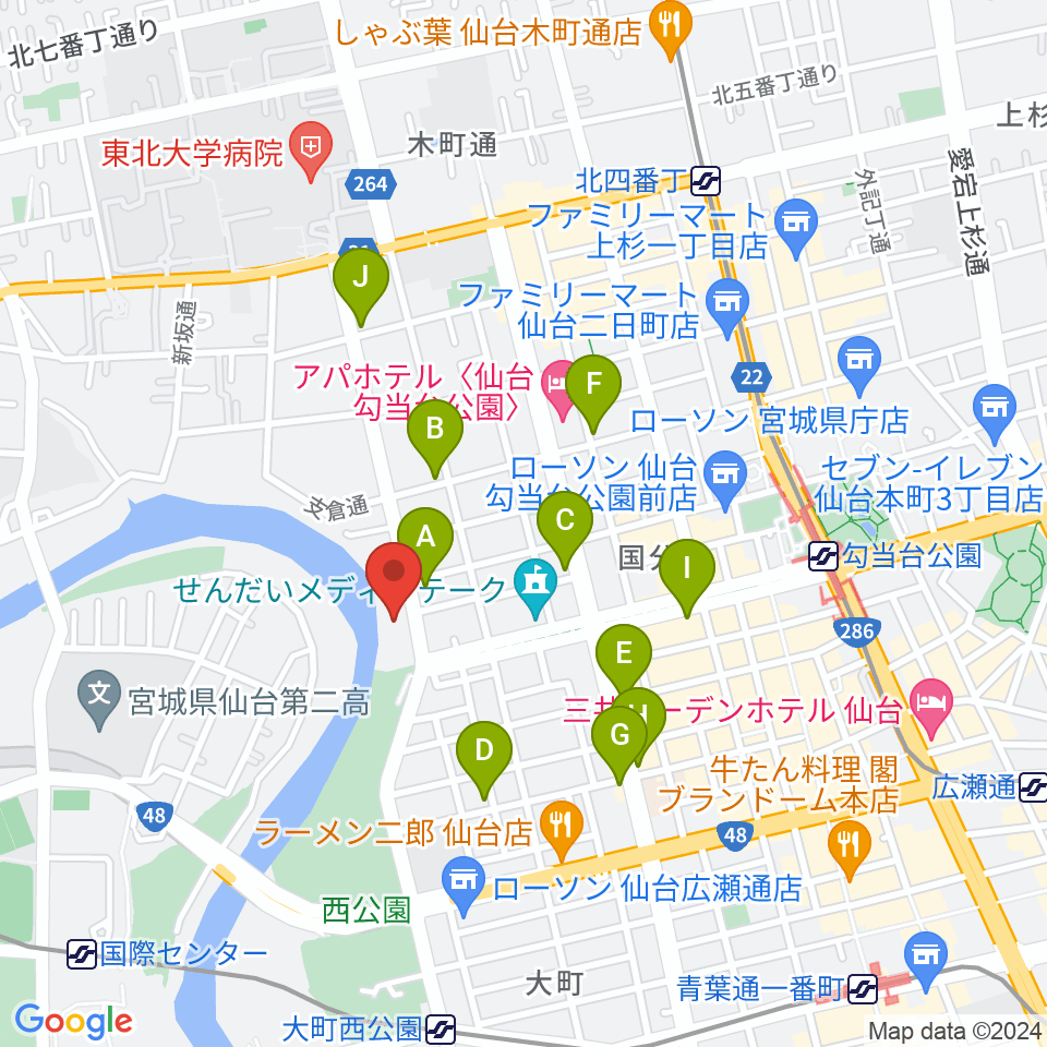 トークネットホール仙台周辺のコンビニエンスストア一覧地図