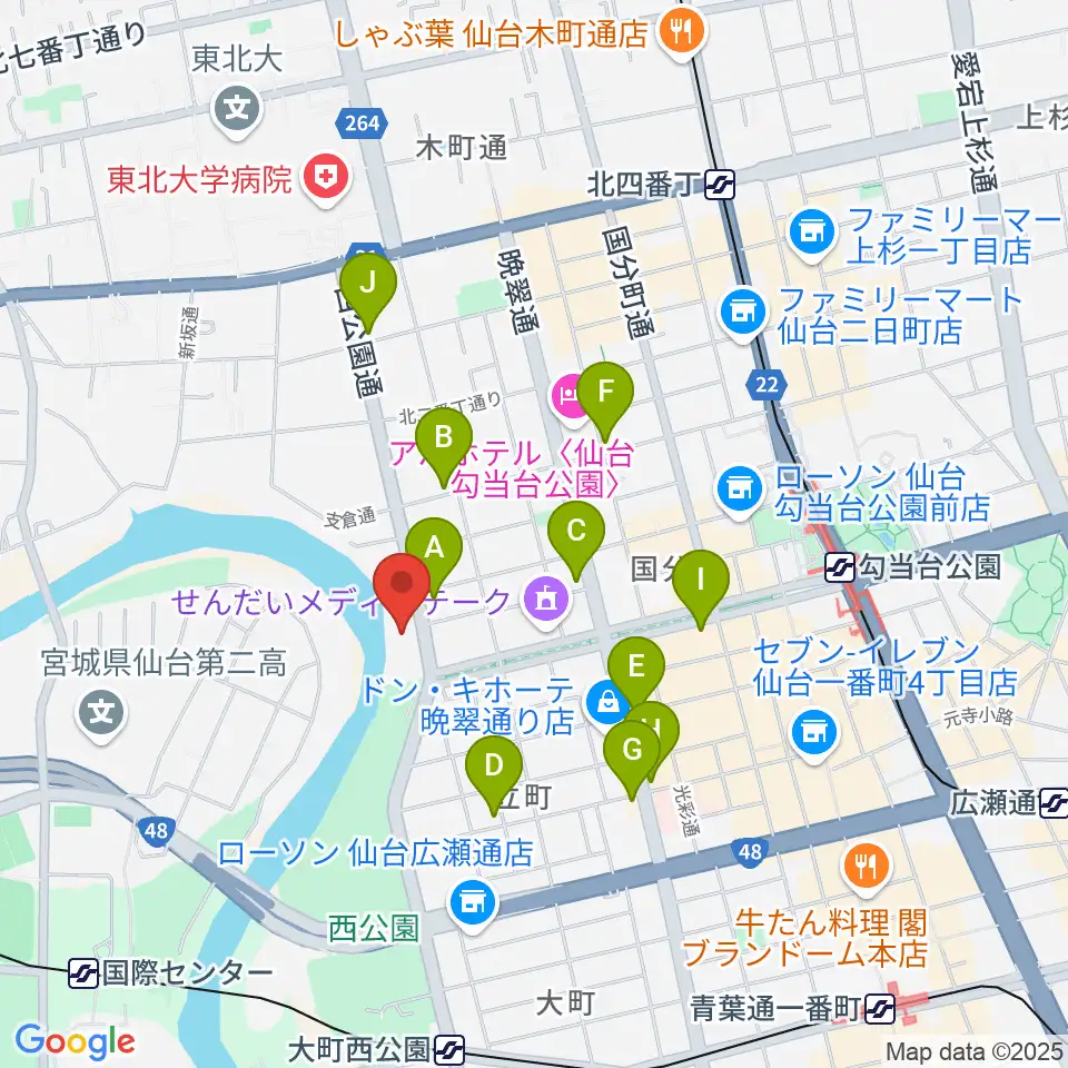 トークネットホール仙台周辺のコンビニエンスストア一覧地図