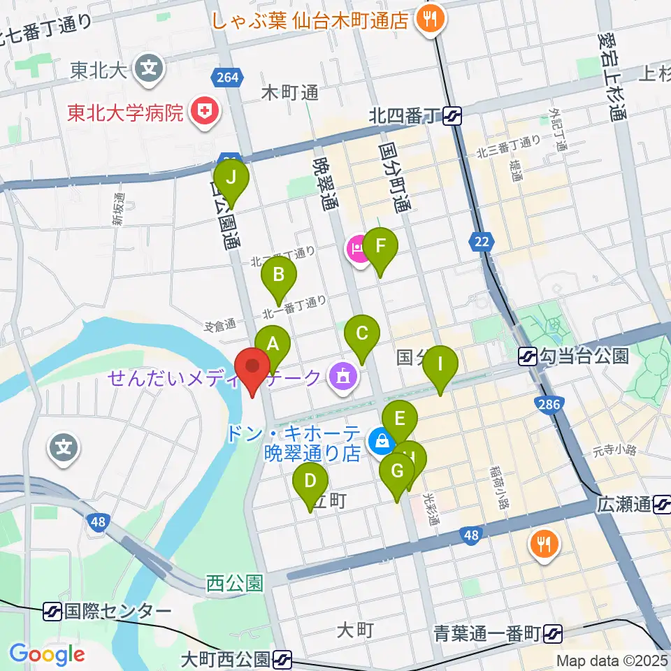トークネットホール仙台周辺のコンビニエンスストア一覧地図