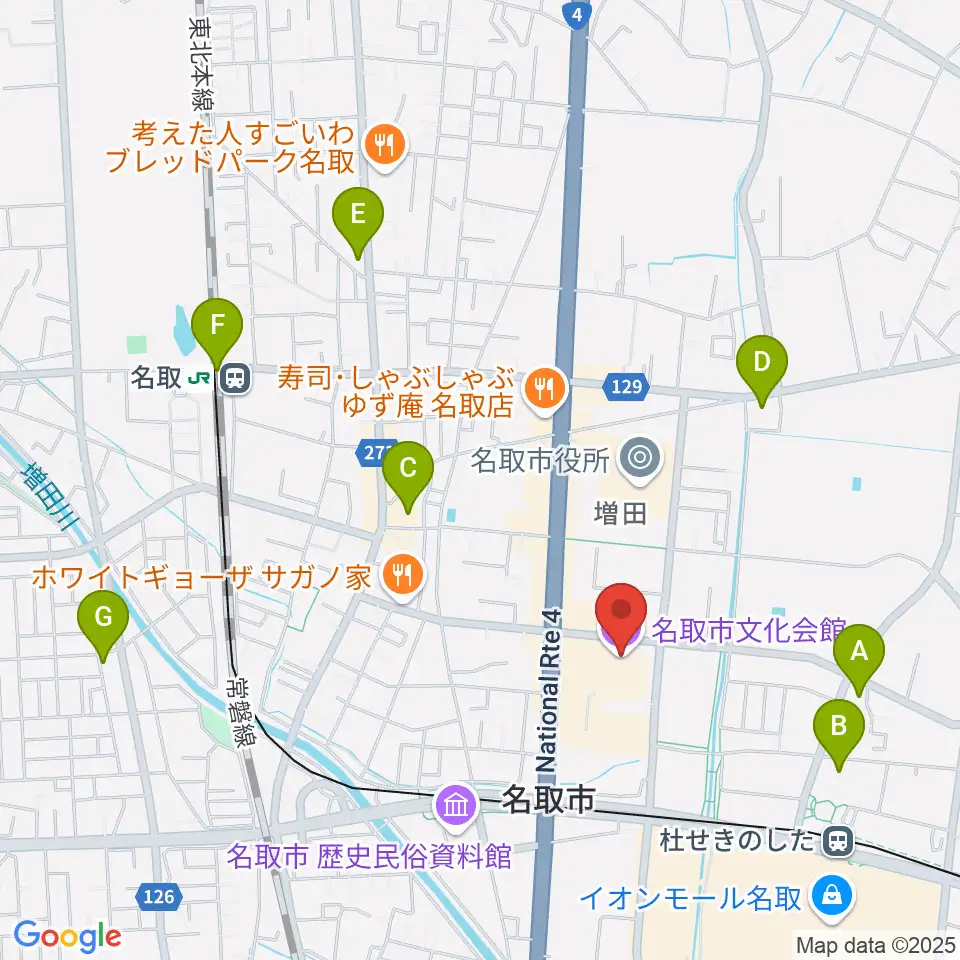 名取市文化会館周辺のコンビニエンスストア一覧地図