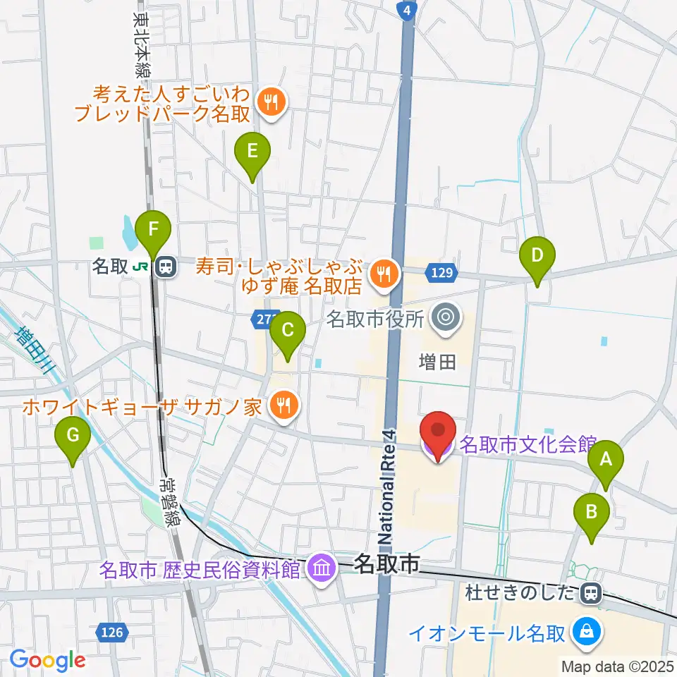 名取市文化会館周辺のコンビニエンスストア一覧地図