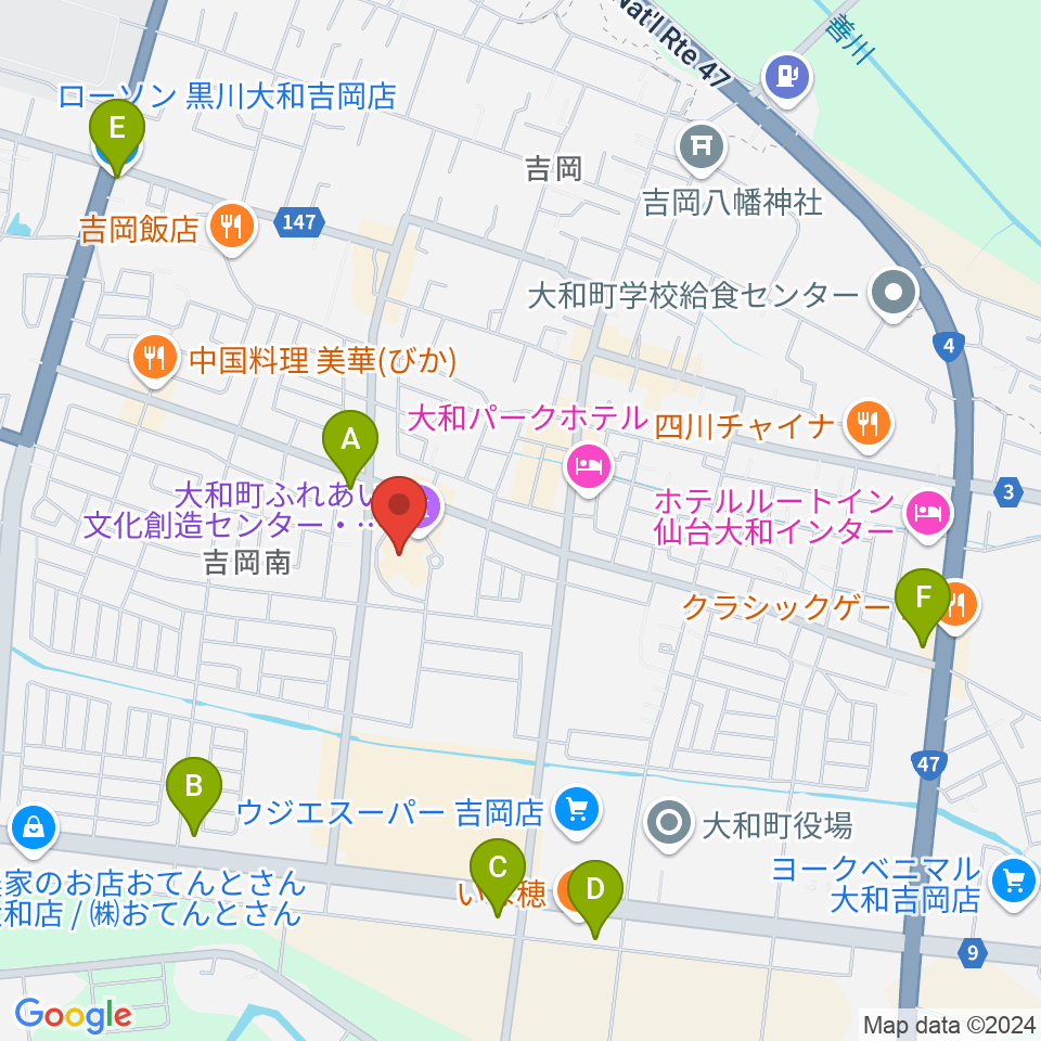 大和町ふれあい文化創造センターまほろばホール周辺のコンビニエンスストア一覧地図