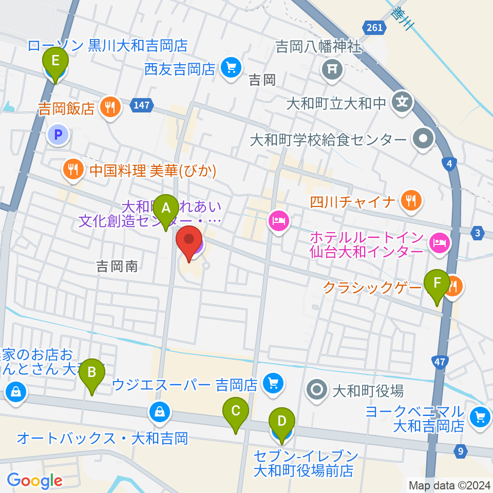 大和町ふれあい文化創造センターまほろばホール周辺のコンビニエンスストア一覧地図