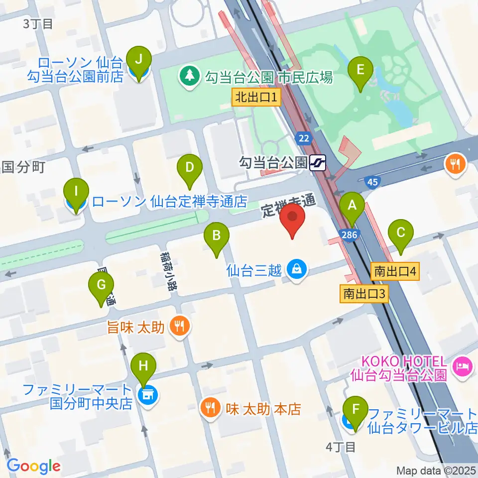 エル・パーク仙台周辺のコンビニエンスストア一覧地図