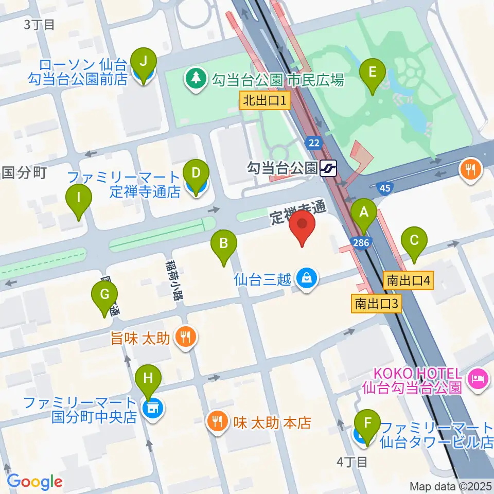 エル・パーク仙台周辺のコンビニエンスストア一覧地図