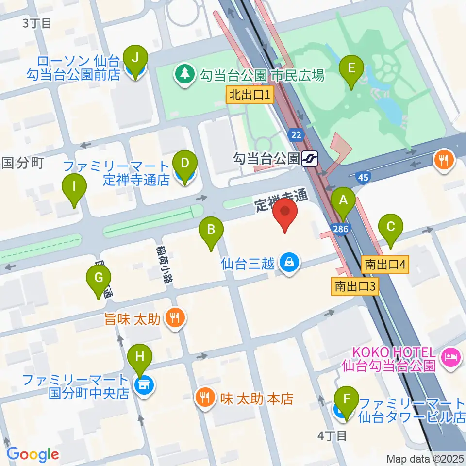 エル・パーク仙台周辺のコンビニエンスストア一覧地図