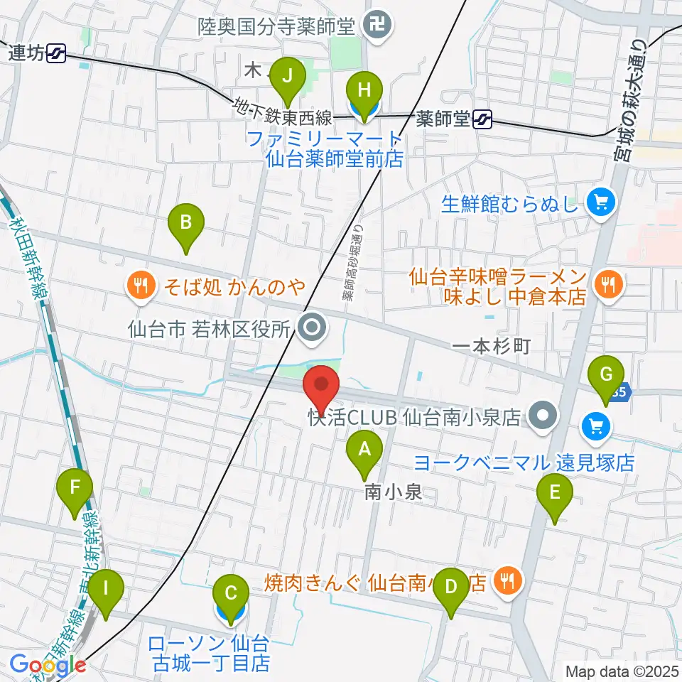 若林区文化センター周辺のコンビニエンスストア一覧地図