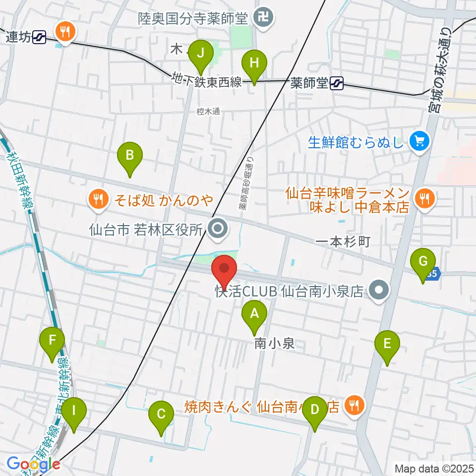 若林区文化センター周辺のコンビニエンスストア一覧地図