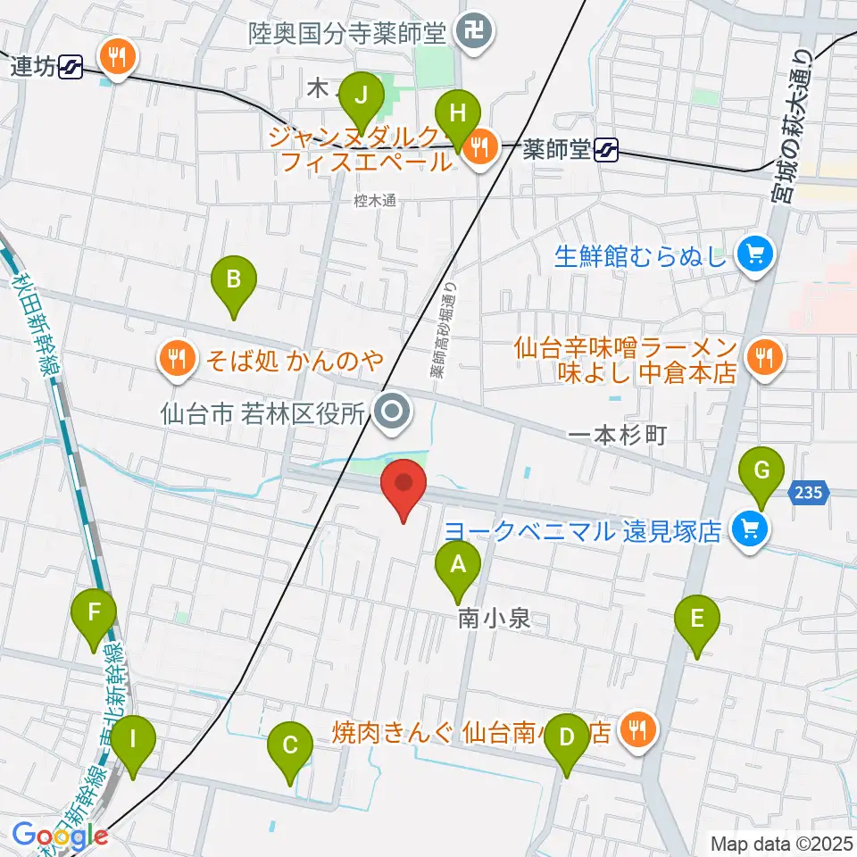 若林区文化センター周辺のコンビニエンスストア一覧地図