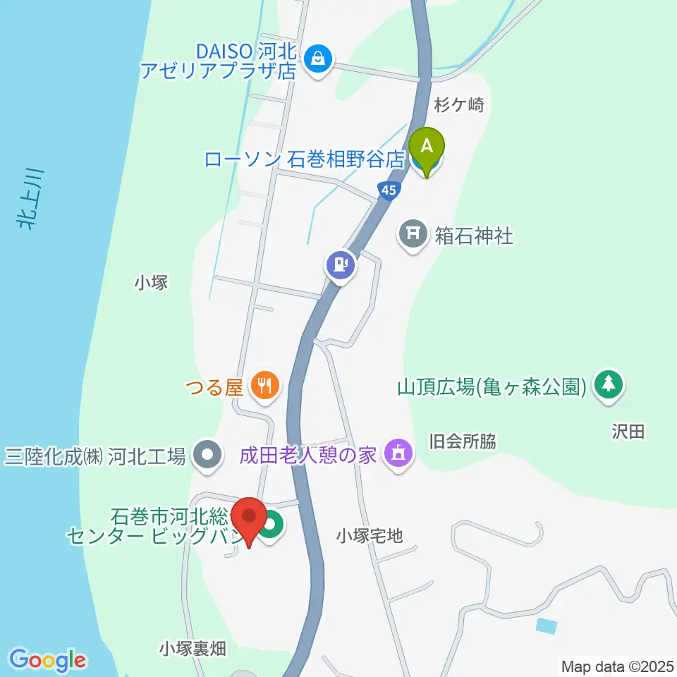 河北総合センター ビッグバン周辺のコンビニエンスストア一覧地図