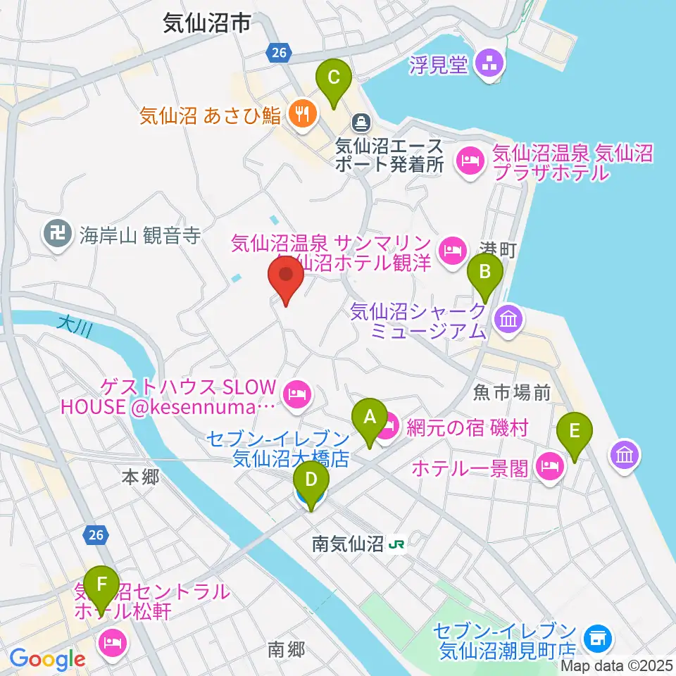 気仙沼市民会館周辺のコンビニエンスストア一覧地図