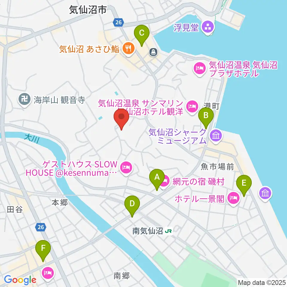 気仙沼市民会館周辺のコンビニエンスストア一覧地図