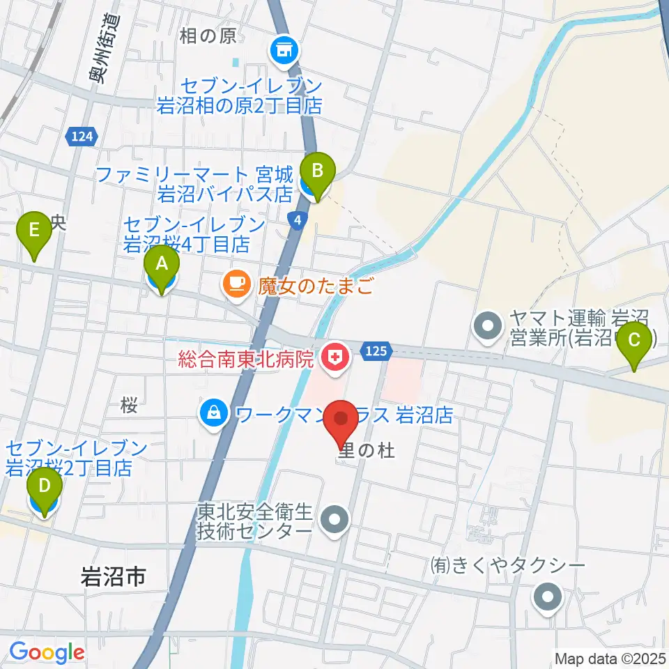 岩沼市民会館周辺のコンビニエンスストア一覧地図