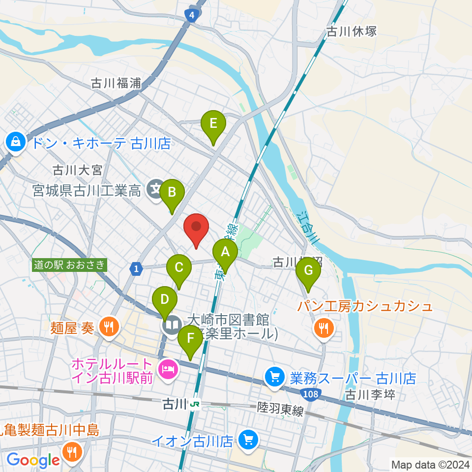 大崎市民会館周辺のコンビニエンスストア一覧地図