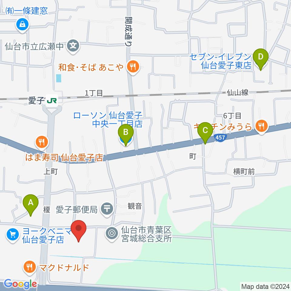 仙台市広瀬文化センター周辺のコンビニエンスストア一覧地図