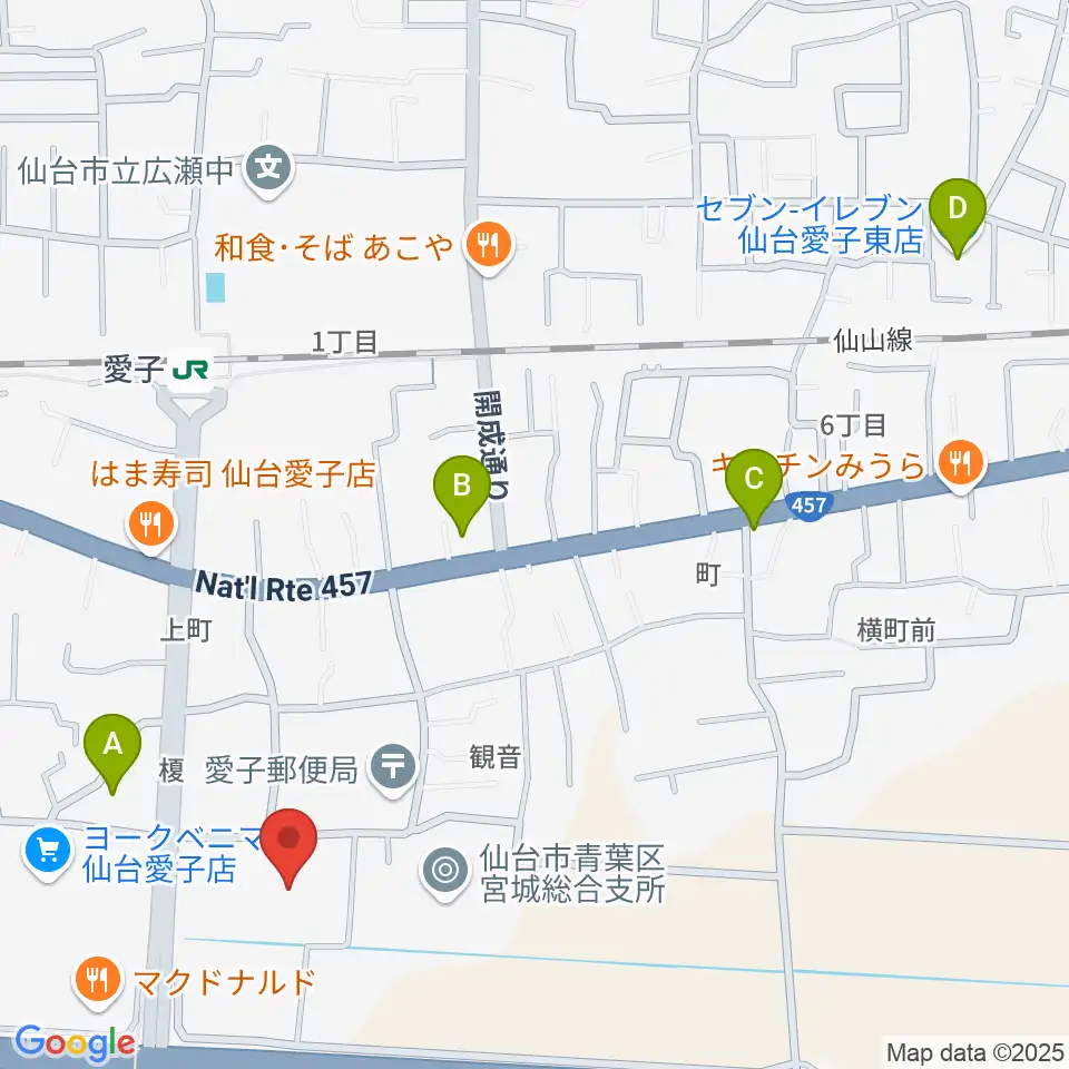 仙台市広瀬文化センター周辺のコンビニエンスストア一覧地図