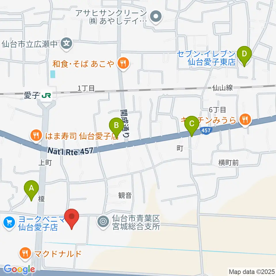 仙台市広瀬文化センター周辺のコンビニエンスストア一覧地図