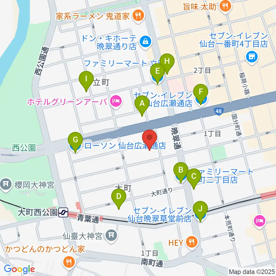 仙台市戦災復興記念館周辺のコンビニエンスストア一覧地図