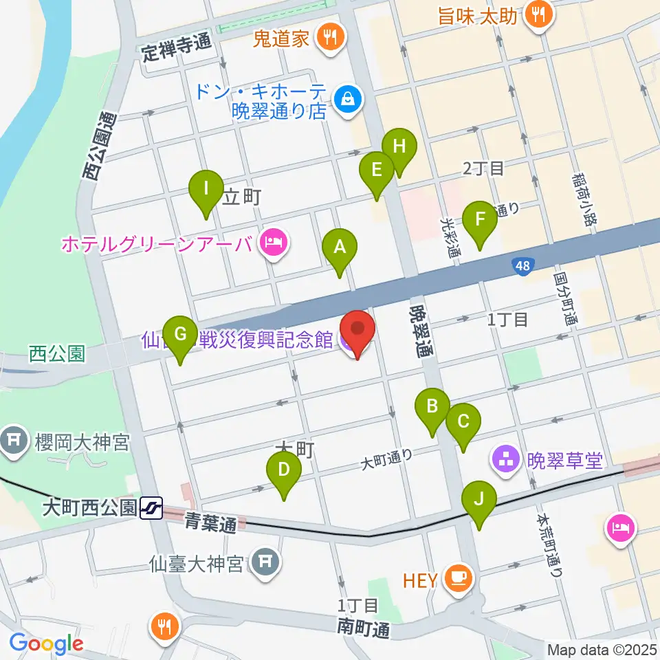 仙台市戦災復興記念館周辺のコンビニエンスストア一覧地図