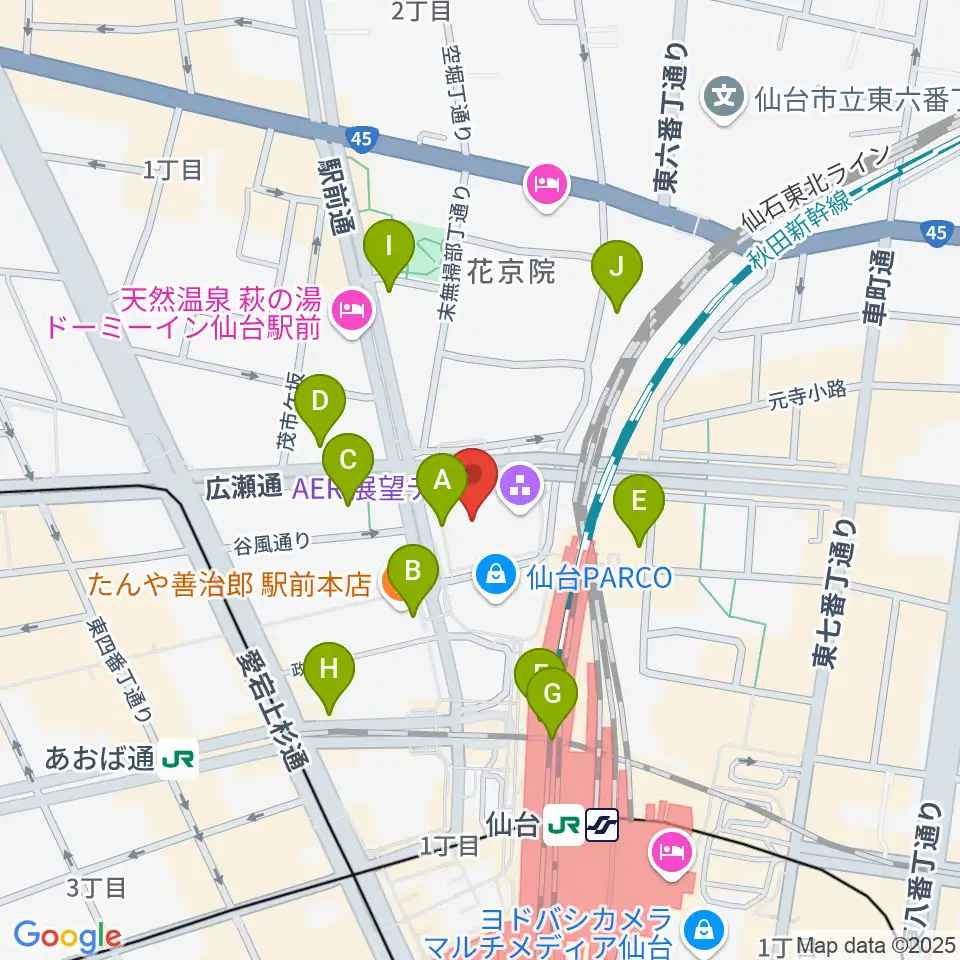 仙台市中小企業活性化センター周辺のコンビニエンスストア一覧地図