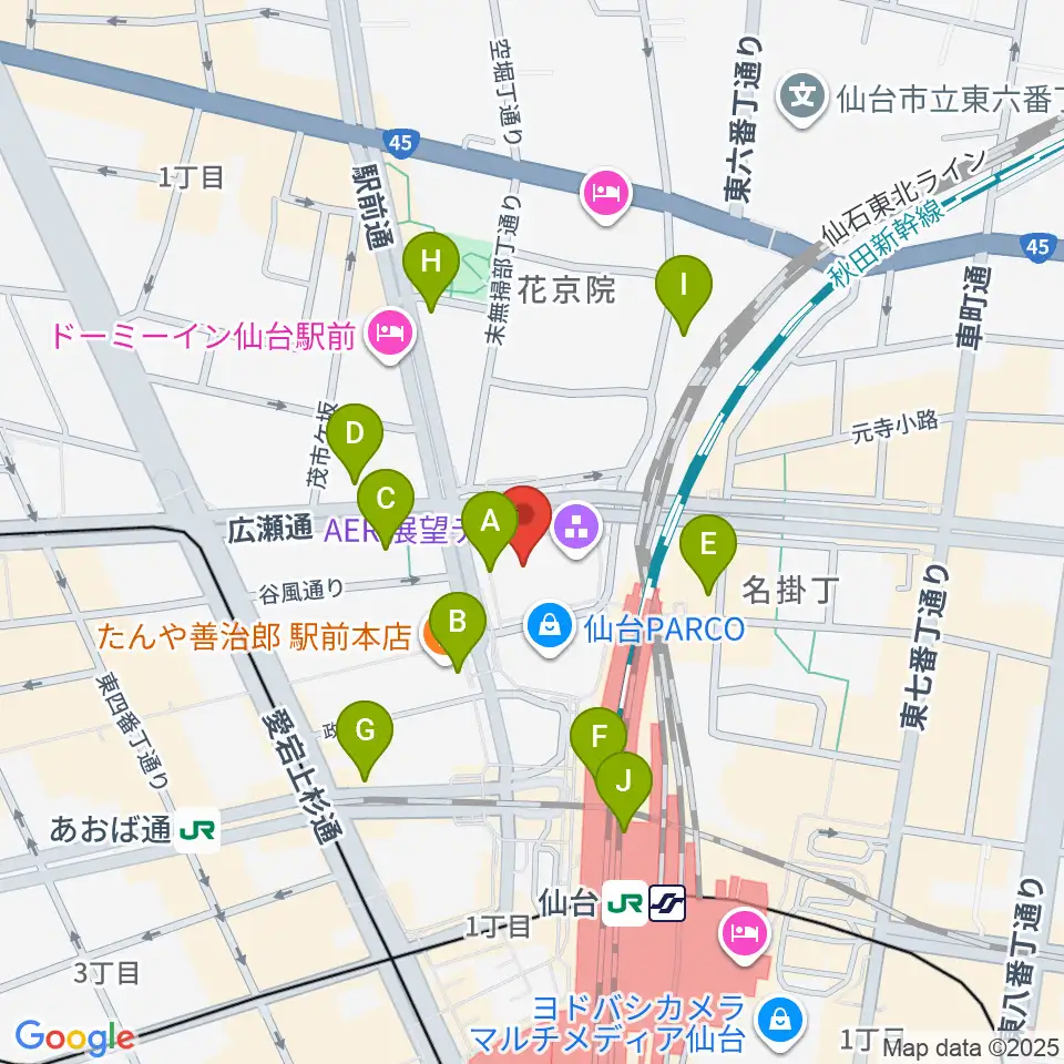 仙台市中小企業活性化センター周辺のコンビニエンスストア一覧地図