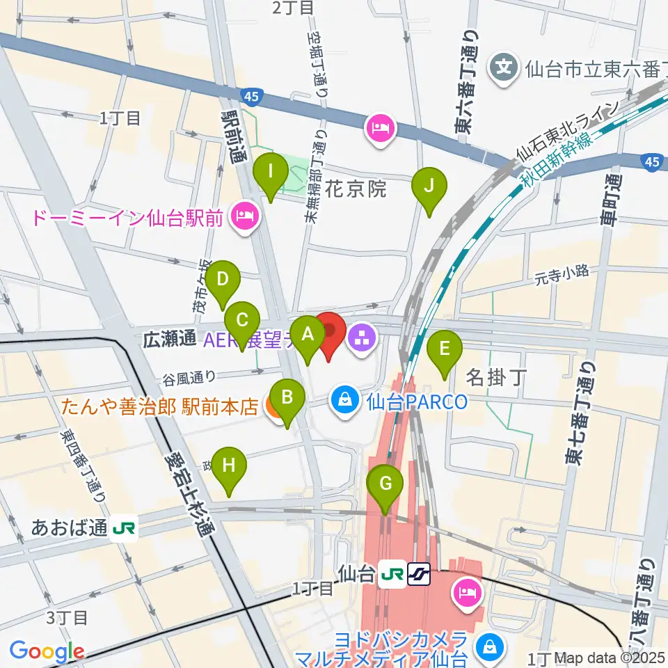 仙台市中小企業活性化センター周辺のコンビニエンスストア一覧地図