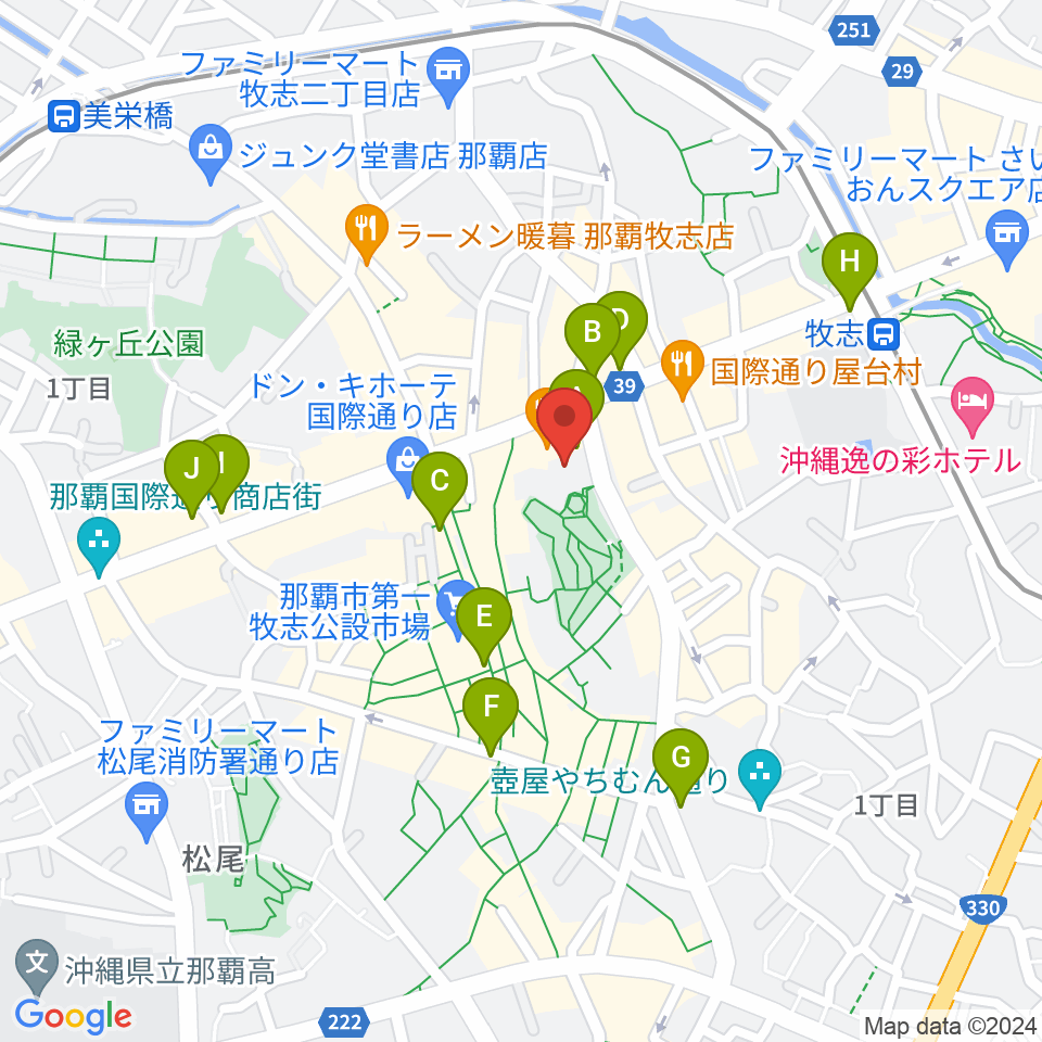 那覇市ぶんかテンブス館 音楽スタジオ周辺のコンビニエンスストア一覧地図