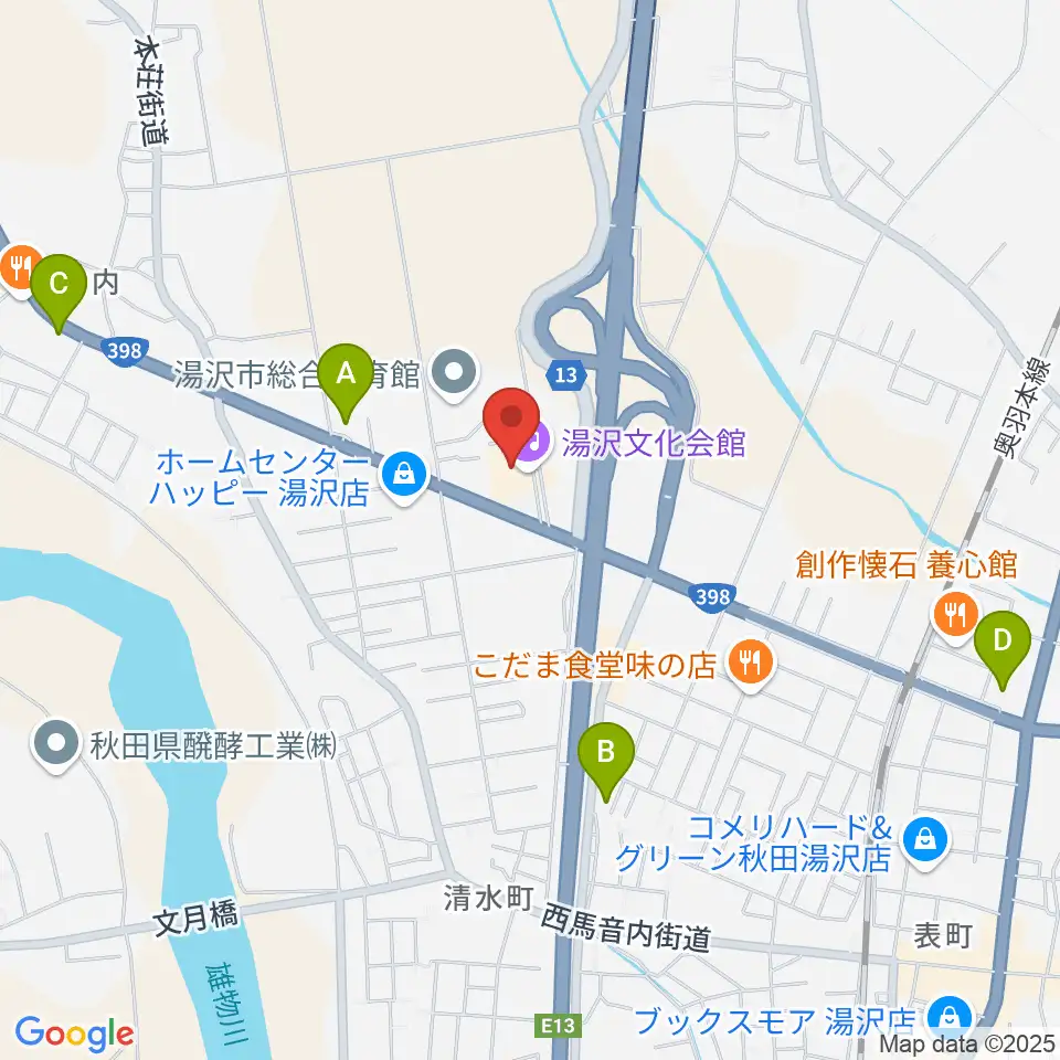湯沢文化会館周辺のコンビニエンスストア一覧地図