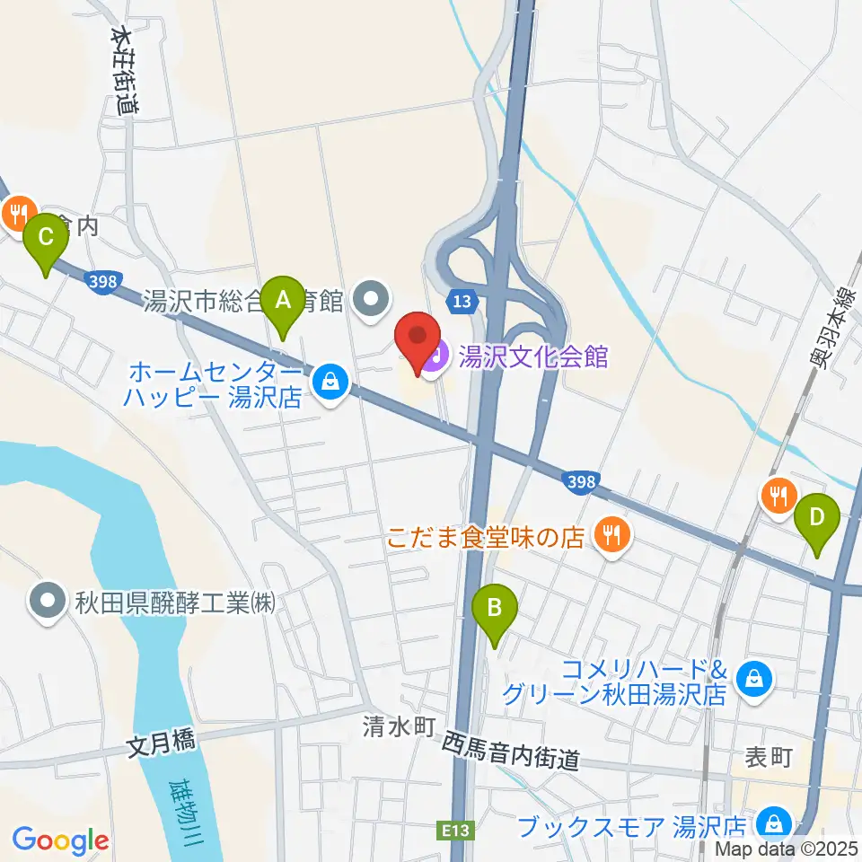湯沢文化会館周辺のコンビニエンスストア一覧地図