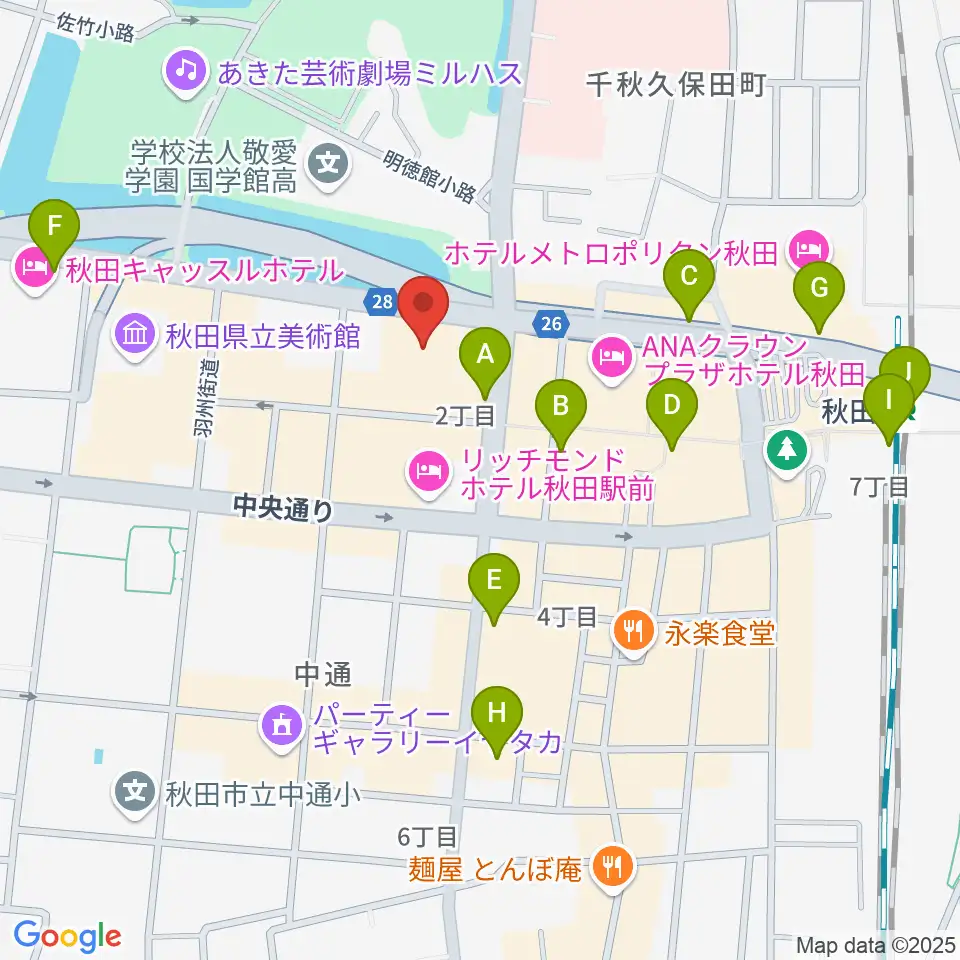 秋田アトリオン周辺のコンビニエンスストア一覧地図