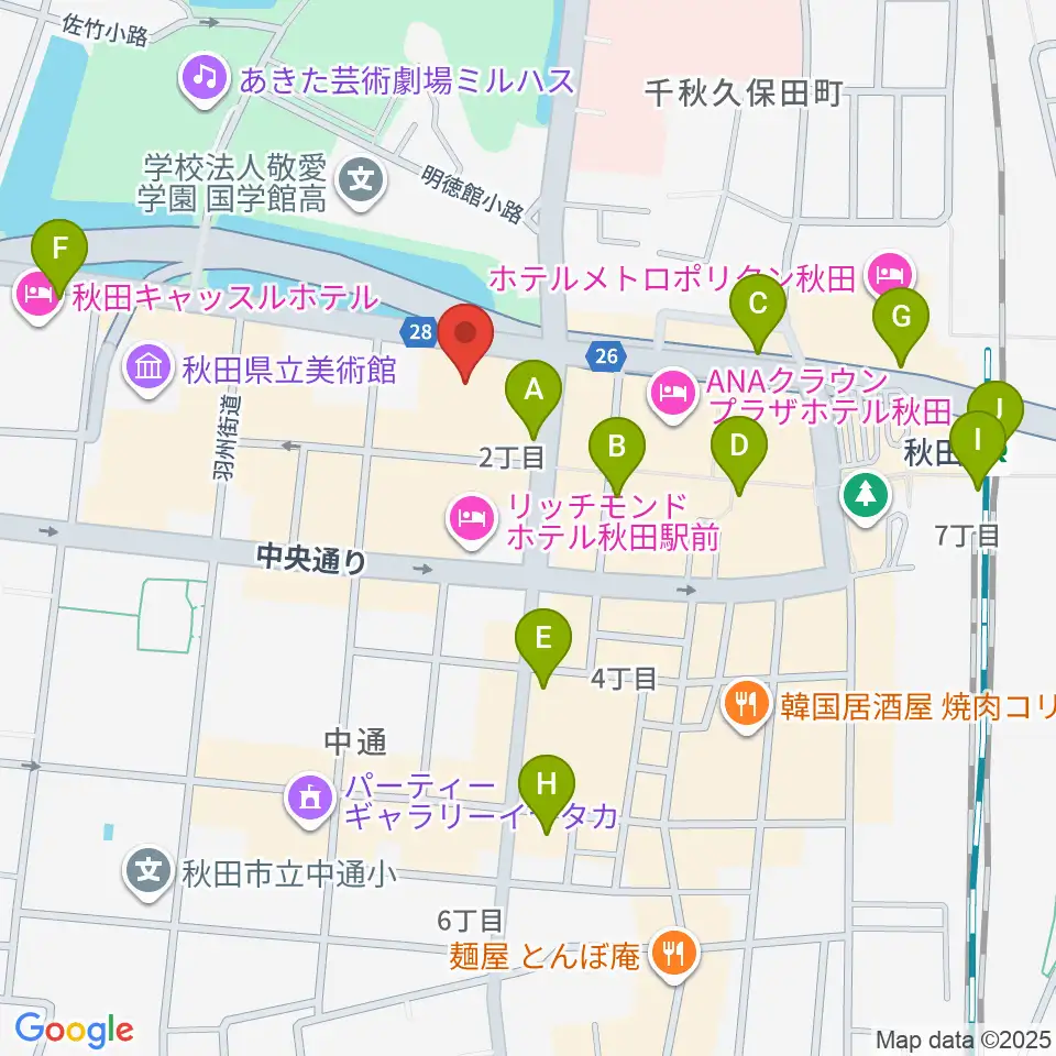 秋田アトリオン周辺のコンビニエンスストア一覧地図
