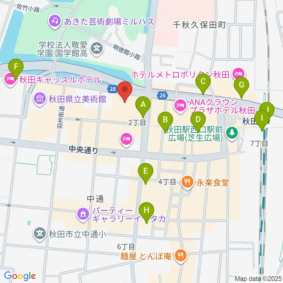 秋田アトリオン周辺のコンビニエンスストア一覧地図