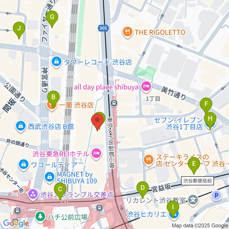 渋谷マトリクススタジオ周辺のコンビニエンスストア一覧地図