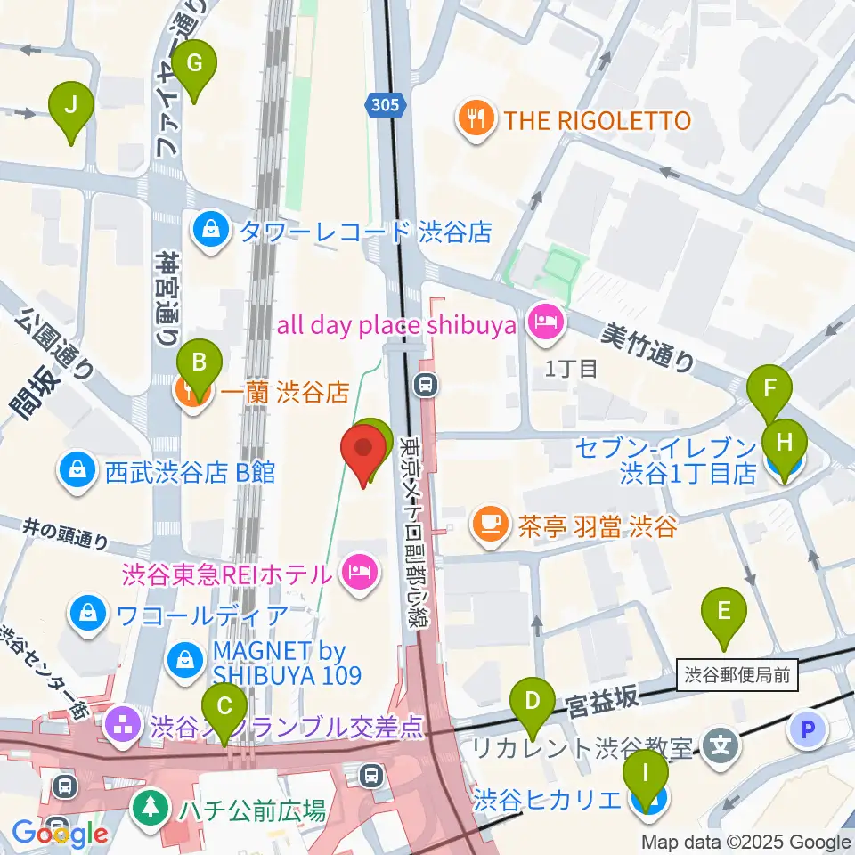 渋谷マトリクススタジオ周辺のコンビニエンスストア一覧地図