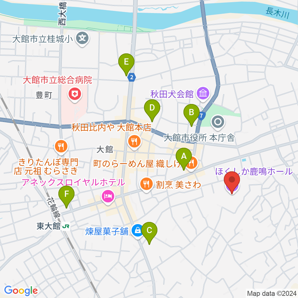 ほくしか鹿鳴ホール周辺のコンビニエンスストア一覧地図