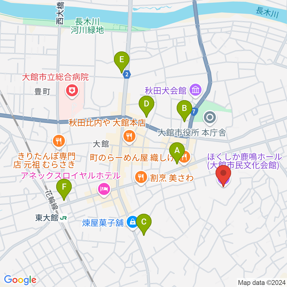 ほくしか鹿鳴ホール周辺のコンビニエンスストア一覧地図