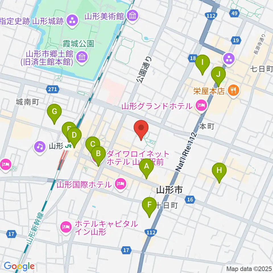 山形市民会館周辺のコンビニエンスストア一覧地図