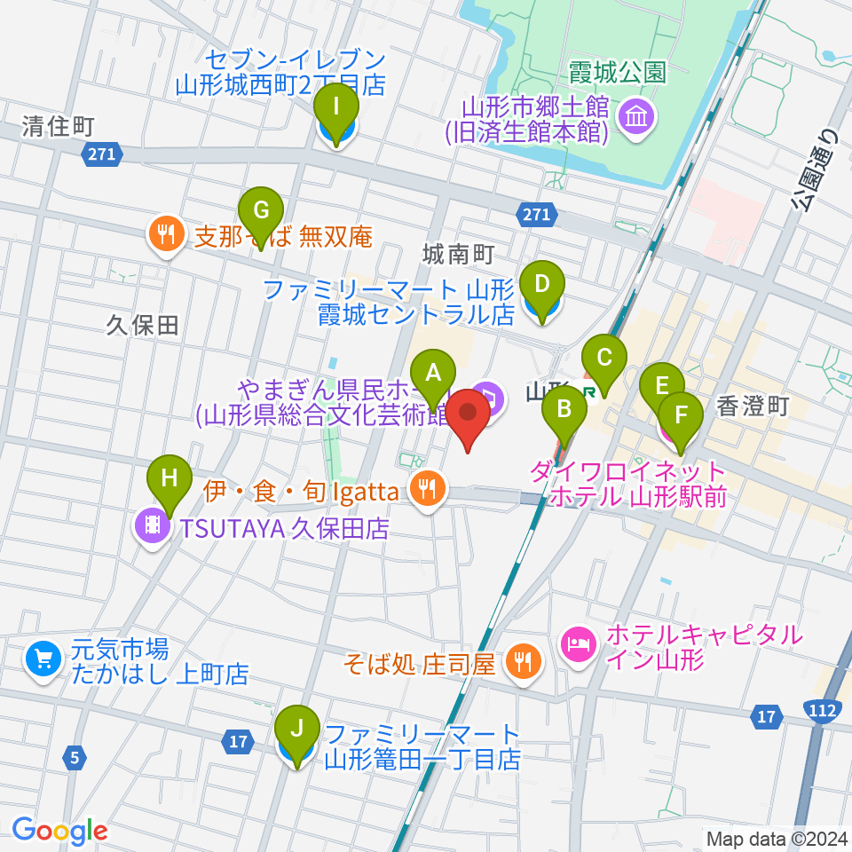 山形テルサホール周辺のコンビニエンスストア一覧地図