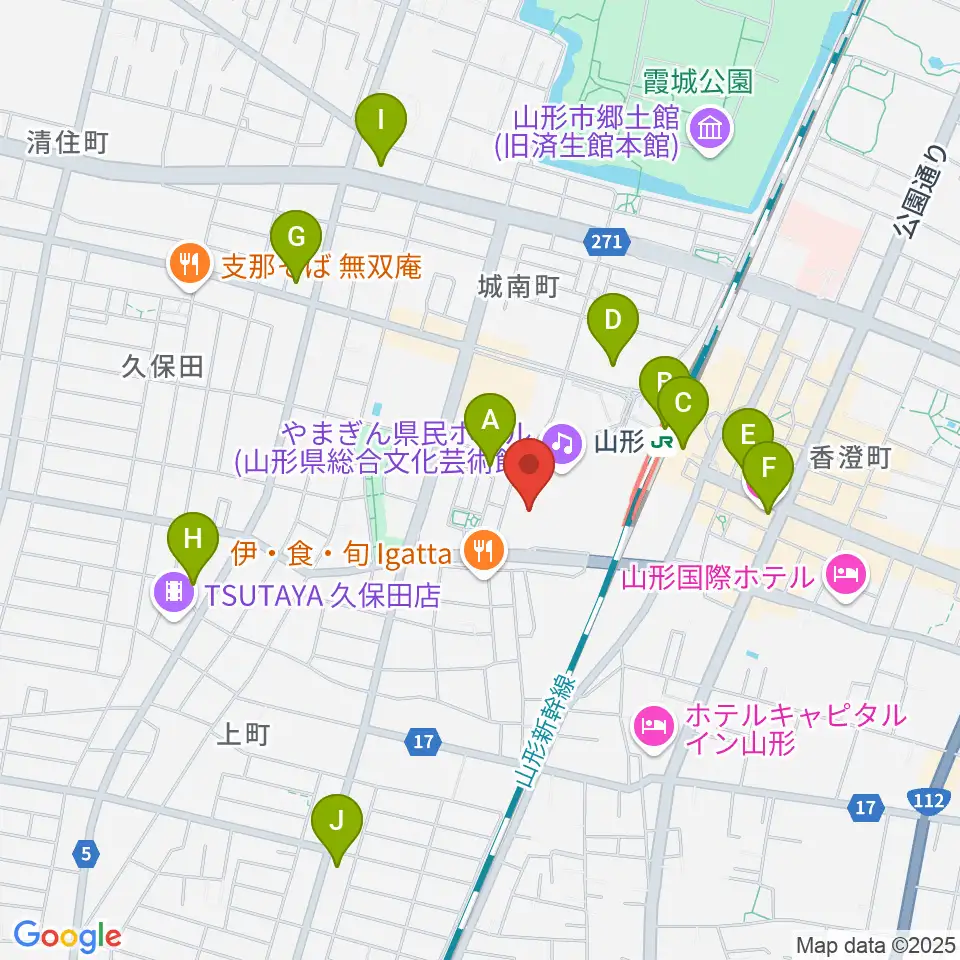 山形テルサホール周辺のコンビニエンスストア一覧地図