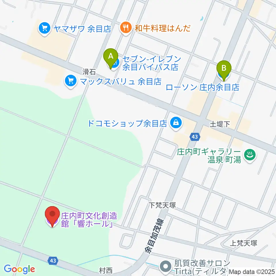 庄内町文化創造館 響ホール周辺のコンビニエンスストア一覧地図