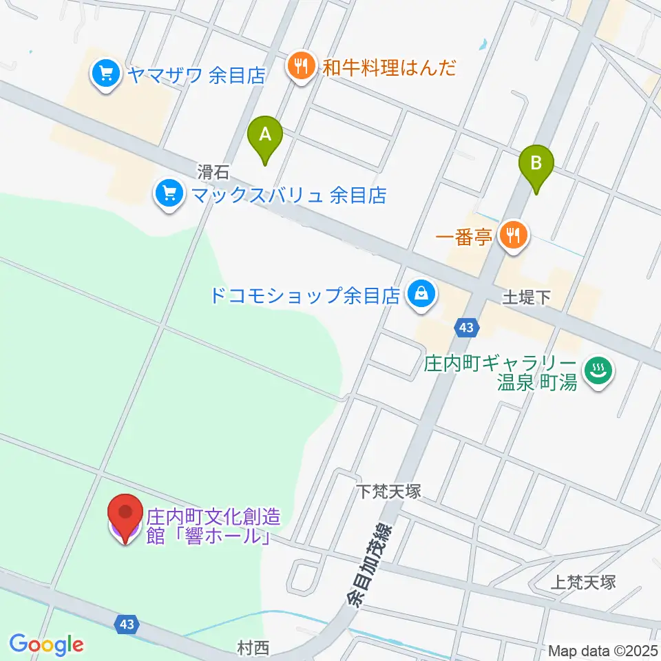 庄内町文化創造館 響ホール周辺のコンビニエンスストア一覧地図
