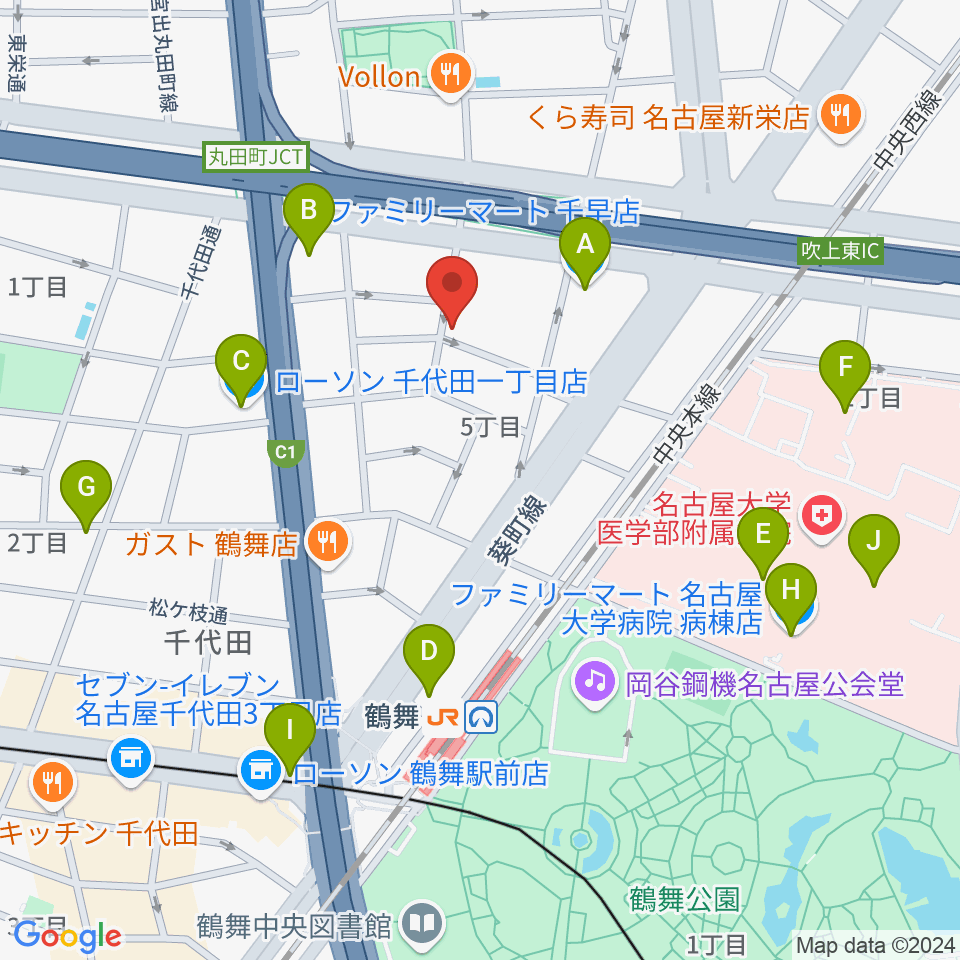 名鶴ダンスカンパニー周辺のコンビニエンスストア一覧地図