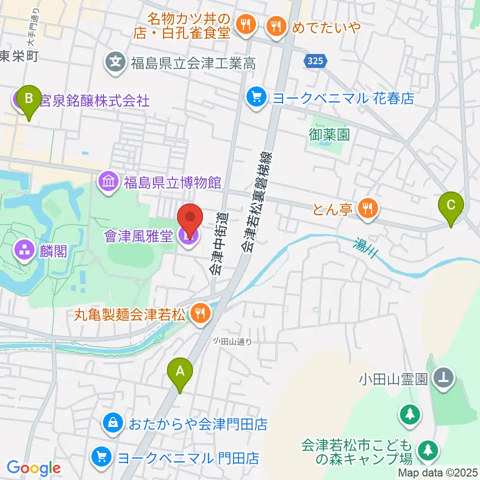 會津風雅堂周辺のコンビニエンスストア一覧地図