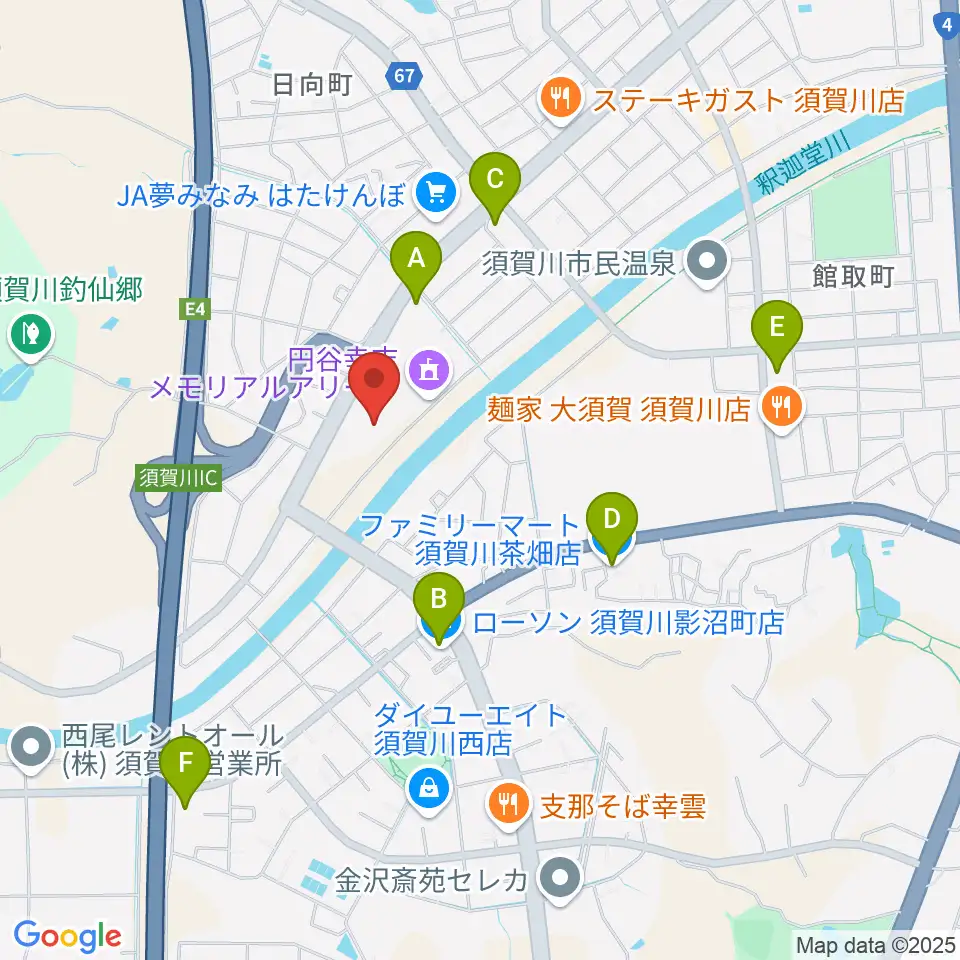 須賀川市文化センター周辺のコンビニエンスストア一覧地図