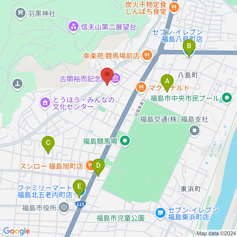 ふくしん夢の音楽堂周辺のコンビニエンスストア一覧地図