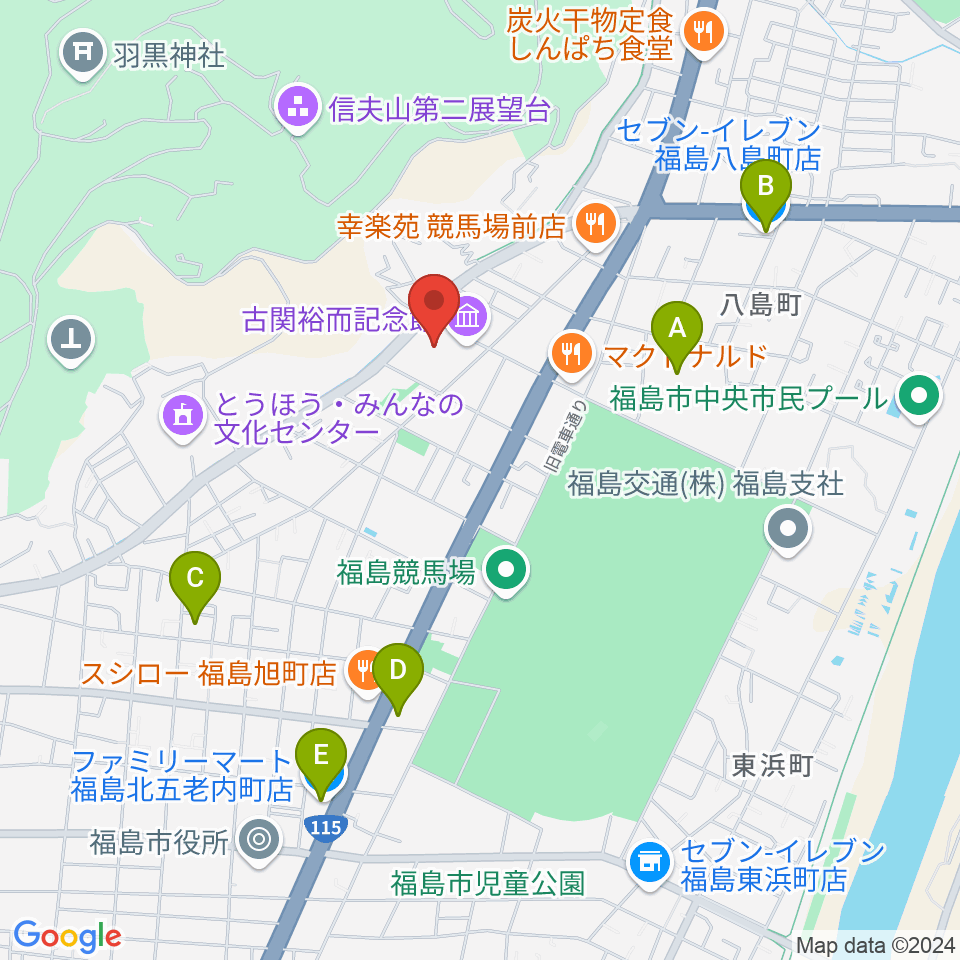 ふくしん夢の音楽堂周辺のコンビニエンスストア一覧地図