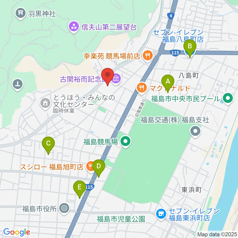 ふくしん夢の音楽堂周辺のコンビニエンスストア一覧地図