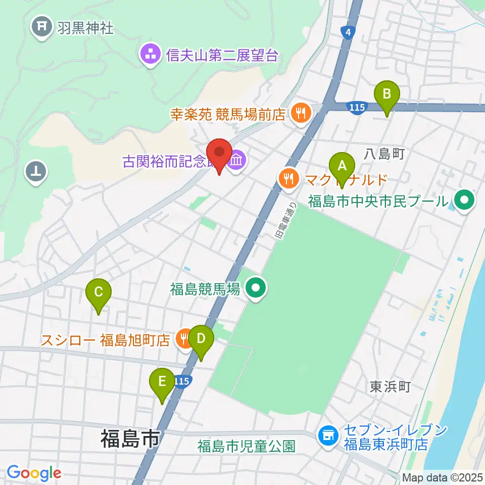 ふくしん夢の音楽堂周辺のコンビニエンスストア一覧地図