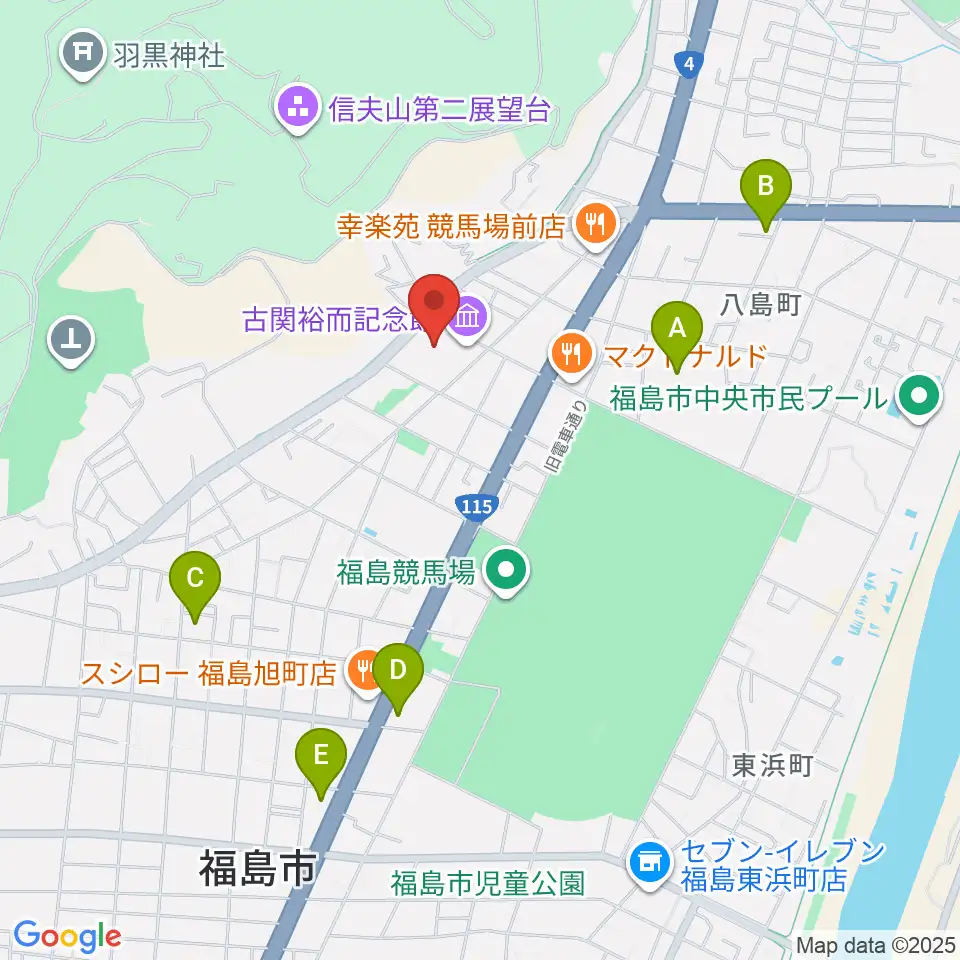 ふくしん夢の音楽堂周辺のコンビニエンスストア一覧地図